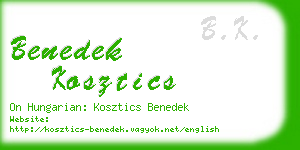benedek kosztics business card